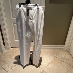 NWT LAFAYETTE 148 PANTS SZ 24 W STRETCH COTTON FLAT FRONT TAPERED WHITE $328